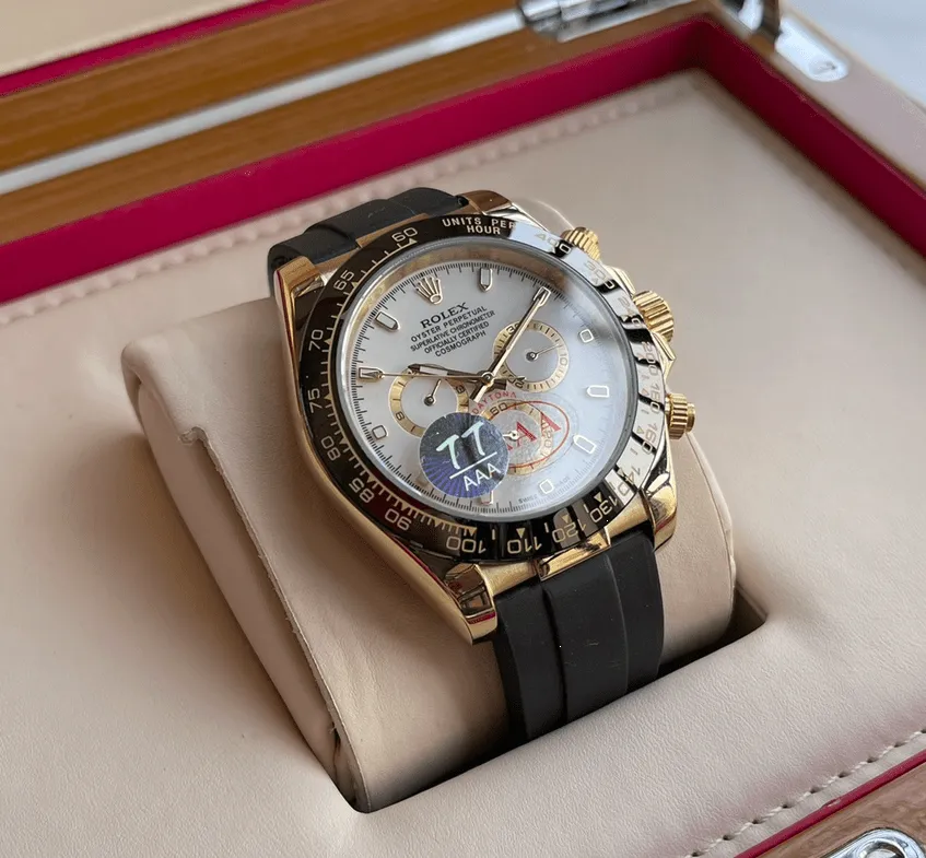 złoty rolex daytona z białą tarczą replika