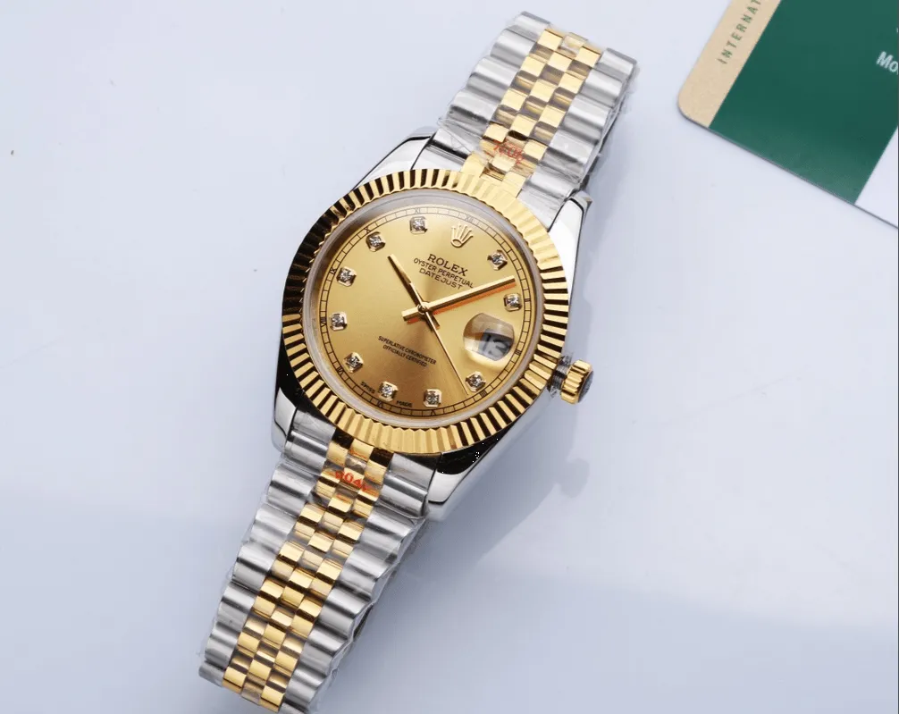 podróbka rolex datejust złota tarcza z diamentami