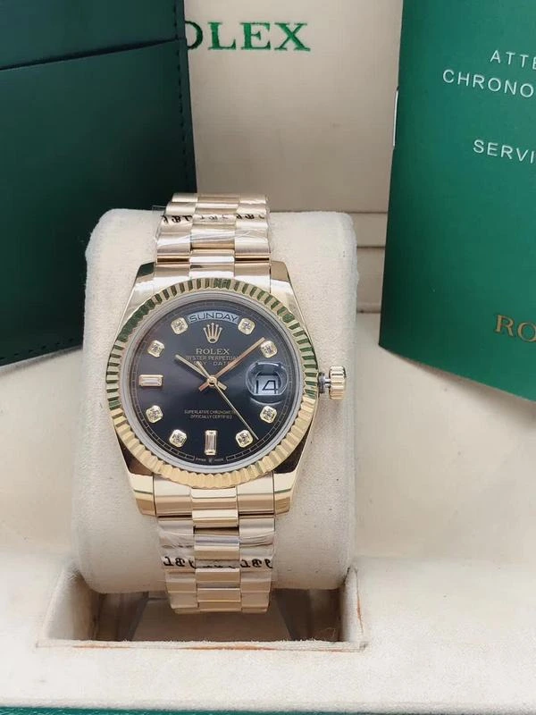 podróbka rolex daydate złoty z diamentami